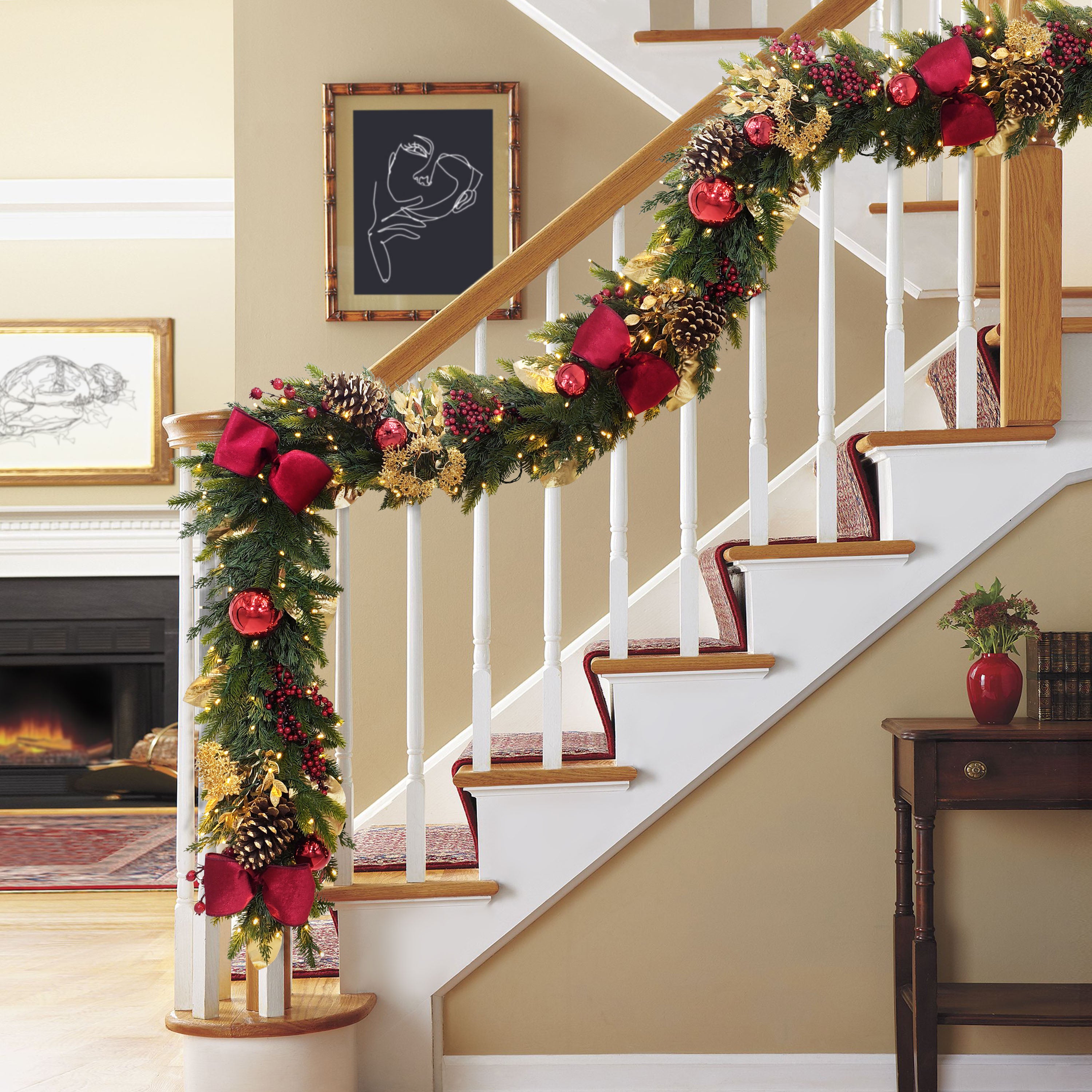 6' x 10" Pre-Lit Battery-Operated Adorned Garland